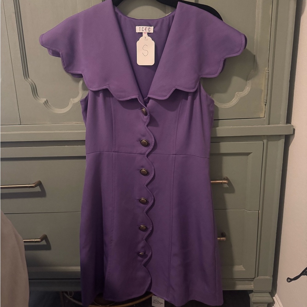 Purple Dress with Scalloped Collar